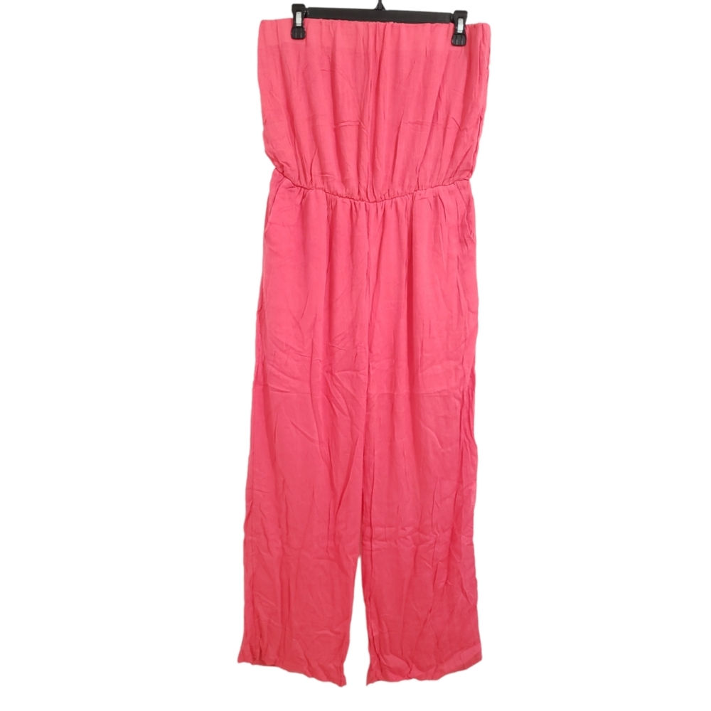 EXIST bright coral viscose strapless crop jumpsuit XL